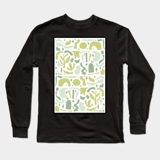 Vintage Aesthetic Minimalist Danish Pastel Abstract Sage Green Design Long Sleeve T-Shirt